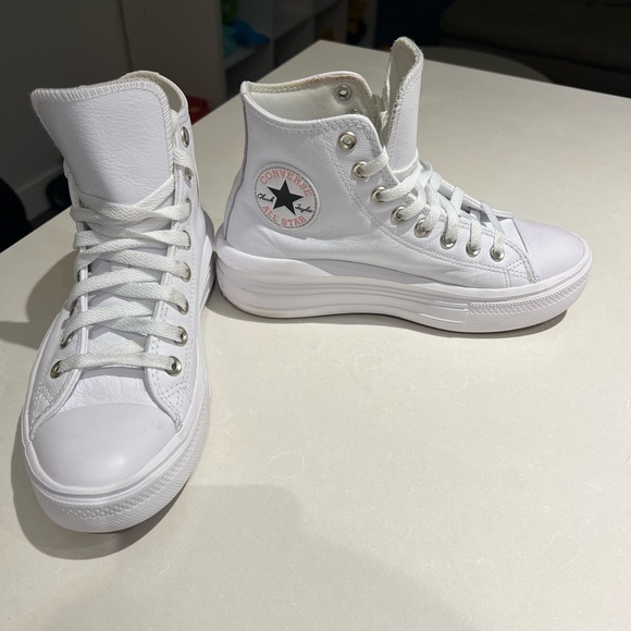 Converse Chuck Taylor All Star Move High Top Leather Shoes White - Picture 6 of 11
